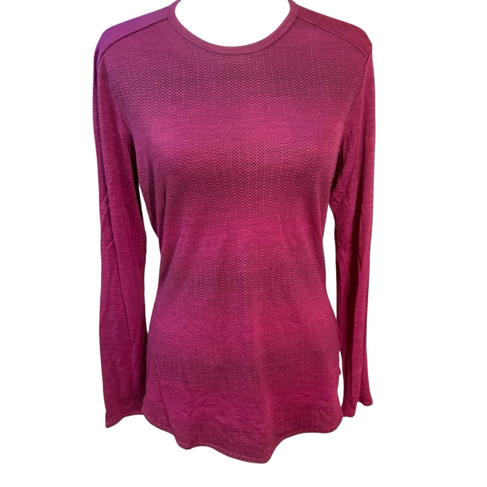 Segments Merino Wool Long Sleeve Top Dark Pink Purple Breathable Sz Medium